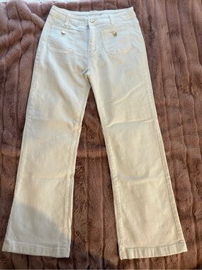 White Wide-Leg Flare Stretch Jeans with